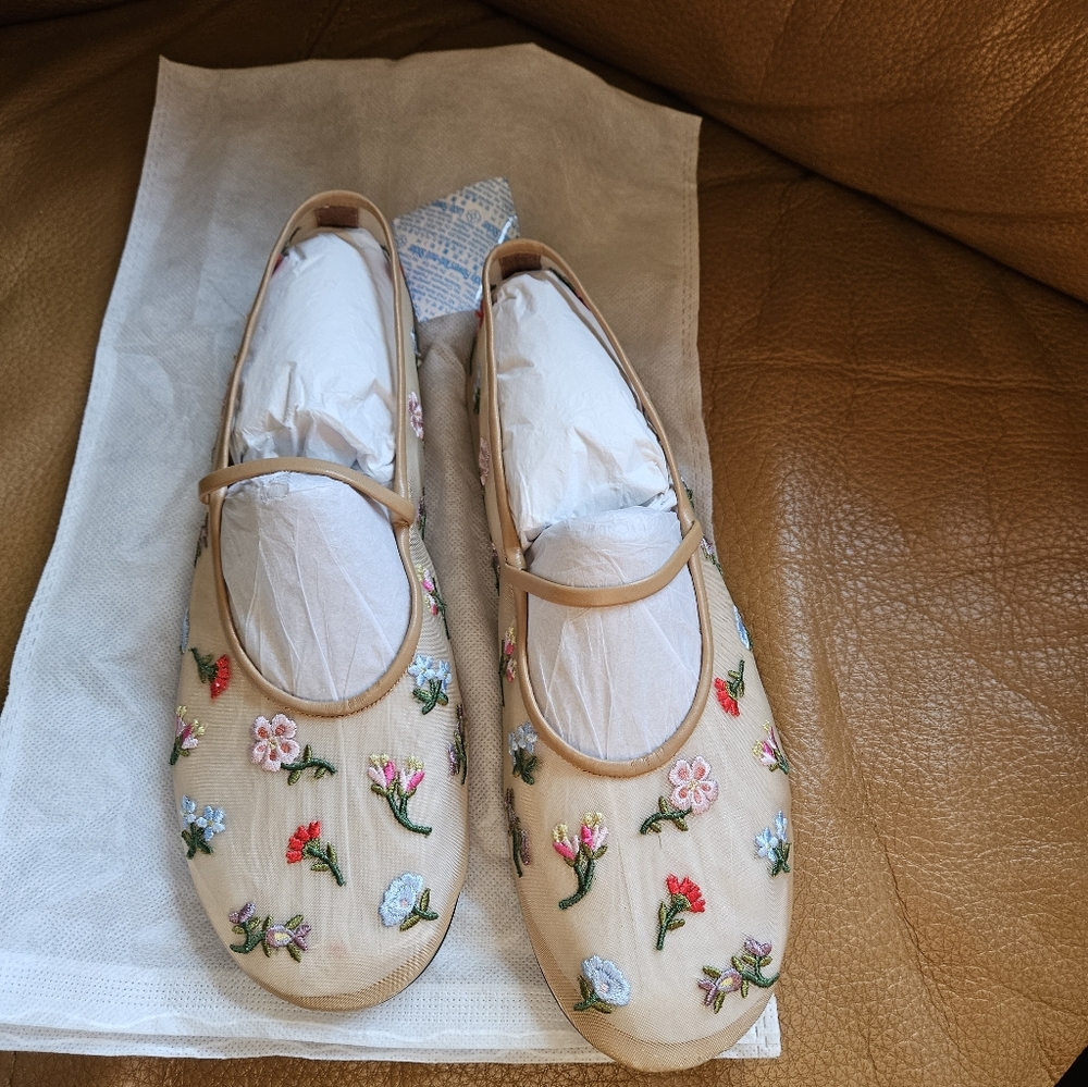 Jeffrey Campbell Floral Mesh Flats for Anthroplogie